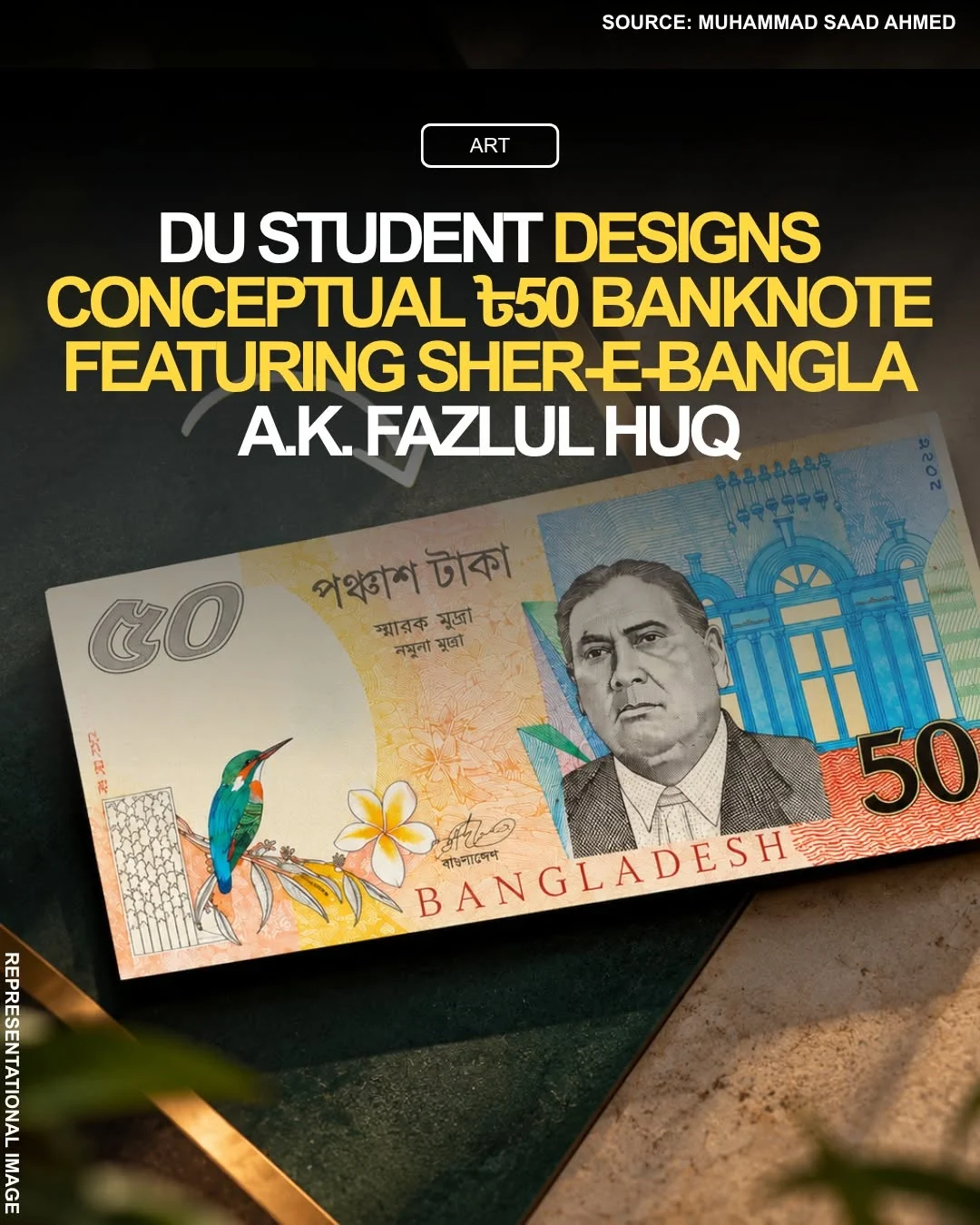 Conceptual banknote visual story poster